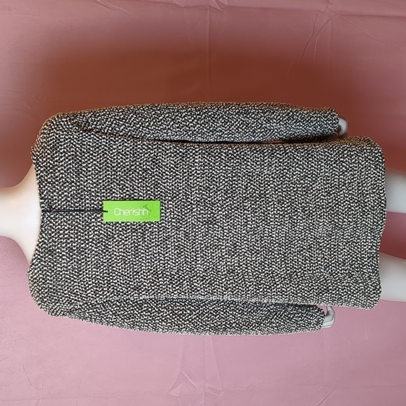 Cherishh Black and White Knit Textured Scoop Neck One Size Pullover Sweater - Picture 3 of 6